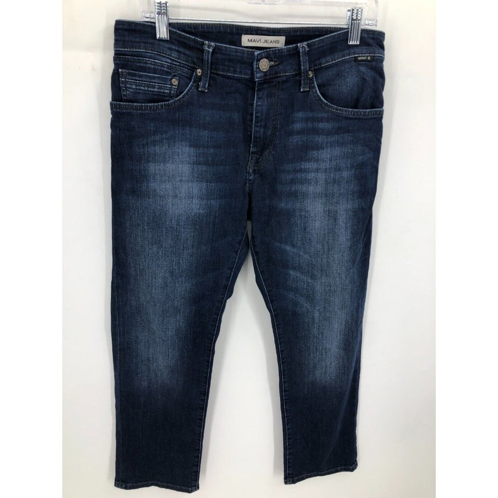 Mavi Zach Mens 31/30 Straight Leg Jeans Dark Wash Blue Stretch